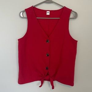 Textured button down tank top